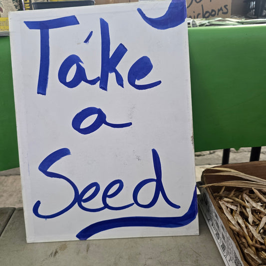 Take a seed sign at farmers market