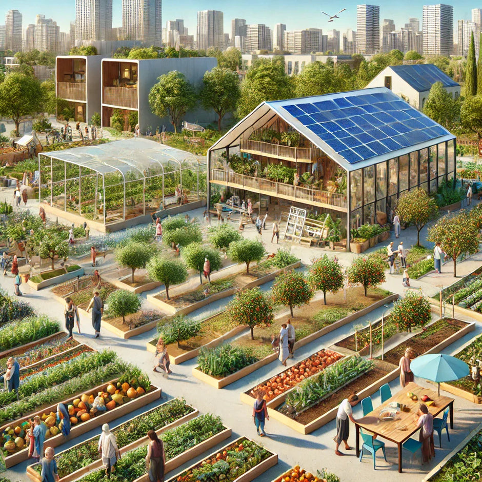 Urban farm with fruits and vegetables