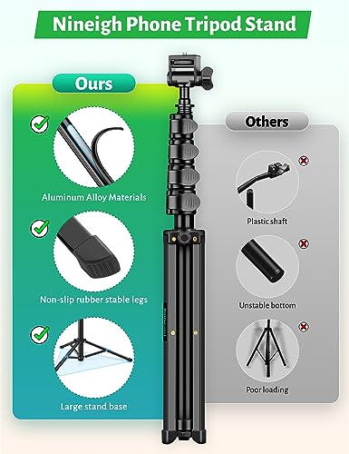 Tripod for Cell Phone, 76" Phone Tripod with Gooseneck & Remote, Tripod for iPhone Selfie Stick Portable Tripod Video Recording Photo Vlog, Compatible with iPhone Plus Cellphone Camera