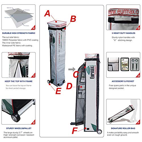 Eurmax USA 10'x10' Ez Pop Up Canopy Tent Commercial Instant Canopies with Heavy Duty Roller Bag,Bonus 4 Sand Weights Bags (Kelly Green)