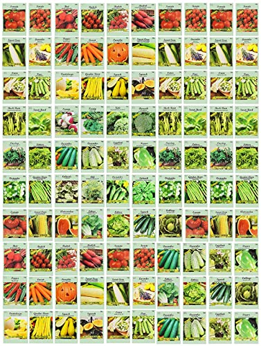 100 Assorted Heirloom Vegetable Seeds 100% Non-GMO (100, Deluxe Assorted Vegetable Seeds)