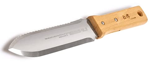 Nisaku NJP650 Hori-Hori Weeding & Digging Knife, Authentic Tomita (Est. 1960) Japanese Stainless Steel, 7.25" Blade, Wood Handle