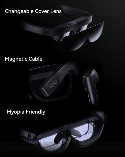 RayNeo XR Glasses - TCL NXTWEAR S with 201" Micro-OLED, 1080P Video Display, Dynamic Stereo Sound, 3D Movie, Multi-Window Work, Watch and Game on PC/Android/iOS/Consoles/Cloud (Not RayNeo X2)