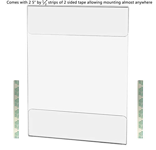 Marketing Holders Wall Frame Poster Literature Display Bent Ends Holder with Strong Double Sided Tape 8.5"w x 11"h Frame Clear Sold in a 6 Pack