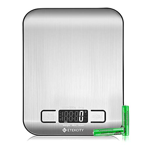 Etekcity Food Kitchen Scale, Digital Grams and Ounces for Weight Loss, Baking, Cooking, Keto and Meal Prep, Medium, 304 Stainless Steel