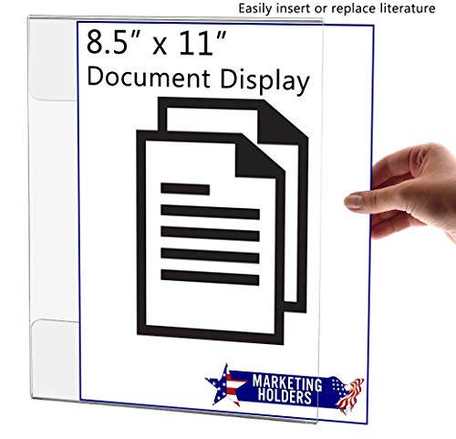 Marketing Holders Wall Frame Poster Literature Display Bent Ends Holder with Strong Double Sided Tape 8.5"w x 11"h Frame Clear Sold in a 6 Pack