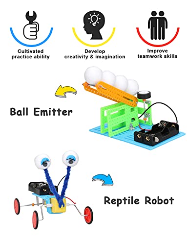 6 Set Stem Kit,DC Motors Electronic Assembly Robotic Science Kits, Mini Electric Plotter,Ball Emitter,Reptile Robot, Boat,Balance Car,Circuit Building