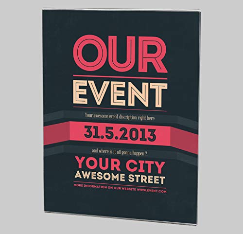 Marketing Holders Wall Frame Poster Literature Display Bent Ends Holder with Strong Double Sided Tape 8.5"w x 11"h Frame Clear Sold in a 6 Pack