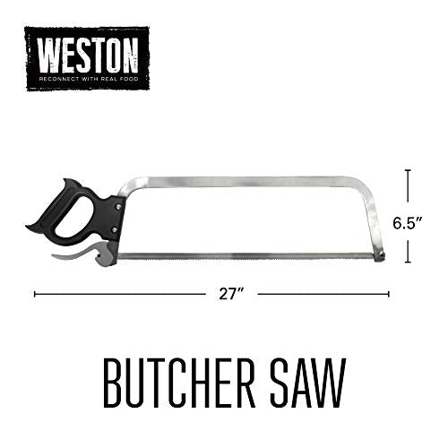 Weston Butcher Meat and Bone Saw with Stainless Steel Serrated Blade with Quick Release Handle, 22 Inch