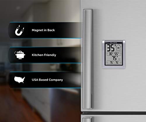 AcuRite 00613 Digital Hygrometer & Indoor Thermometer Pre-Calibrated Humidity Gauge, 3" H x 2.5" W x 1.3" D, Black