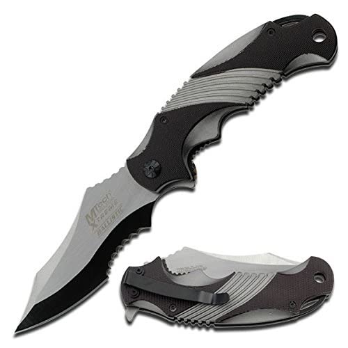 Mtech Xtreme Ballistic Black Grey Assisted Tactical Flipper Pocket Knife (1 Knife) (Original Version)