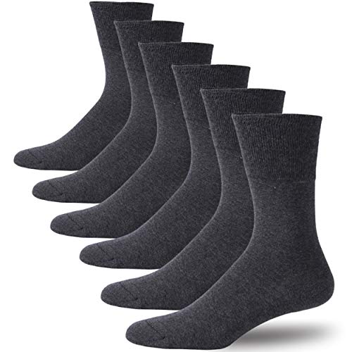 Forcool Non-binding Cushion Crew Cotton Diabetic Socks for Men and Women, M/L/XL, 3/6 Pairs