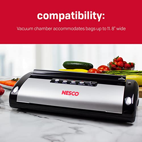 Nesco VS-02 Food Starter Kit with Automatic Shut-Off and Vacuum Sealer Bags, Black