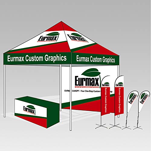 Eurmax USA 10 x 10 Pop up Canopy Commercial Tent Outdoor Party Canopies with 4 Removable Zippered Sidewalls and Roller Bag with 4 Canopy Sand Bags & 24 Squre Ft Extended Awning(Red)