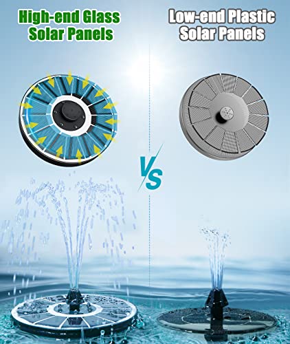SZMP Solar Fountain Upgraded 100% Glass Panel, 3.5W Solar Powered Fountain Pump with 7 Nozzle & 4 Fixer, Solar Bird Bath Fountain with Battery for Garden, Pond, Pool, Fish Tank, Outdoor (White)