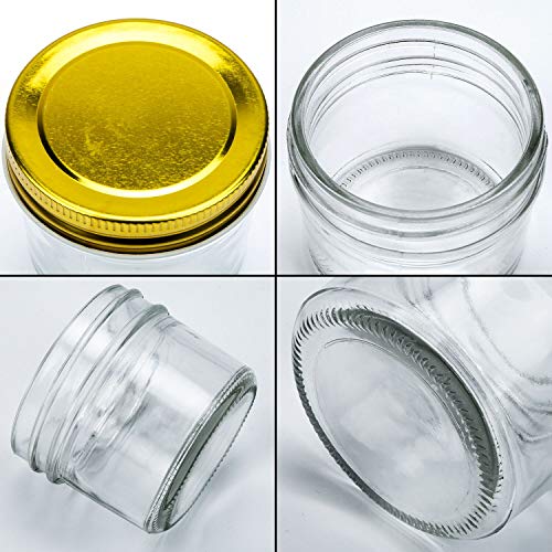 Encheng 4 oz Clear Glass Jars With Lids(Golden),Small Spice Jars For Herb,Jelly,Jams,Wide Mouth Manson Jars Canning Jars For Kitchen Storage 40 Pack