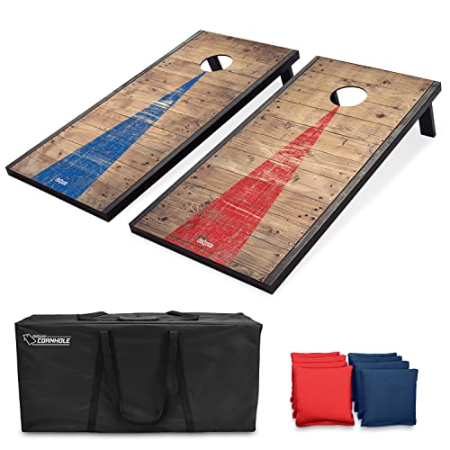GoSports Classic Cornhole Set – Includes 8 Bean Bags, Travel Case and Game Rules (Choice of Style)