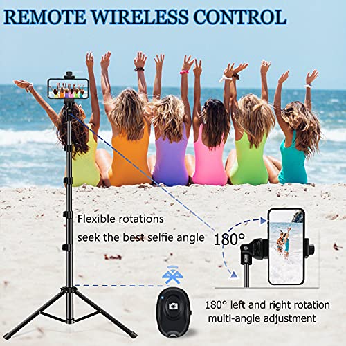 Selfie Stick Tripod, 64 inch Extendable Tripod Stand Phone Tripod Camera Tripod Wireless Remote Shutter Compatible with iPhone 13 12 11 pro Xs Max Xr,Android/Cameras