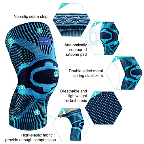 NEENCA Knee Brace,Knee Compression Sleeve Support with Patella Gel Pad & Side Spring Stabilizers,Medical Grade Knee Protector for Running,Meniscus Tear,Arthritis,Joint Pain Relief,ACL,Injury Recovery