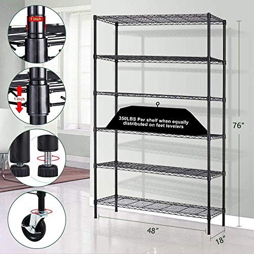 Storage Metal Shelf Wire Shelving Unit with Wheels 82x48x18 Sturdy