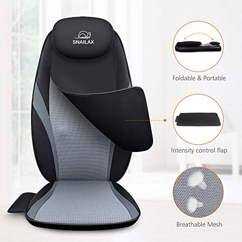 Snailax Shiatsu Massage Cushion with Heat Massage Chair Pad Kneading Back Massager for Home Office Seat use