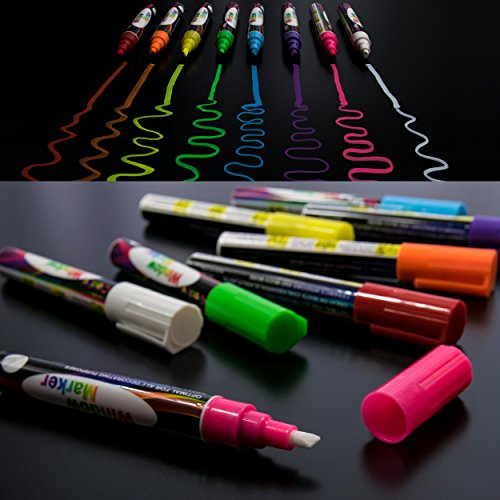 Liquid Chalk Board Window Markers - 8 Pack Erasable Pens Great for Chalkboards - Non Toxic Safe & Easy to Use Neon Bright & Vibrant Colors for All Ages Funatix