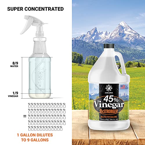 Calyptus 45% Pure Super Concentrated Vinegar | Dilutes to 9 Gallons | 9x Power Vinegar | Industrial Use, 1 Gallon