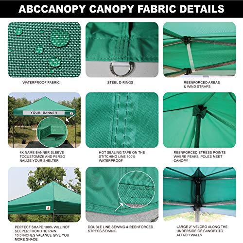 ABCCANOPY 10x10 Ez Pop Up Canopy Tent with Church Window Sidewalls, Party Tent-Series (Green)