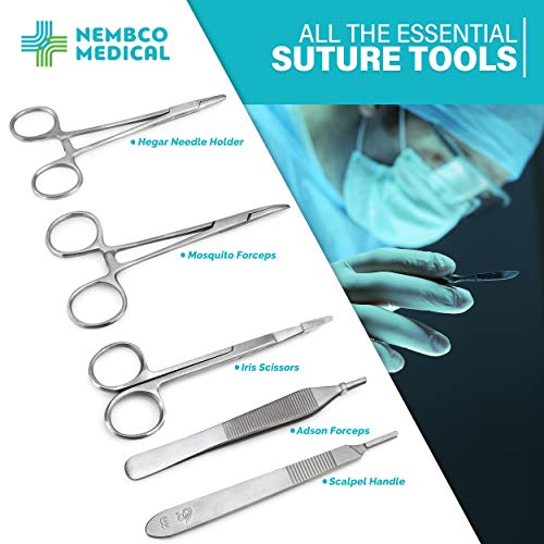 Suture Practice Kit for Medical Students - Suture Kit Includes Tool Kit, Large Silicone Suture Pad with Pre-Cut Wounds, and Mixed Suture Threads with Needles