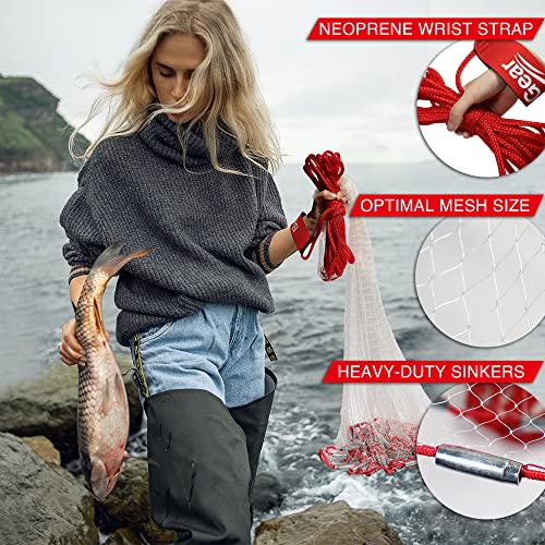 Fishing Net - Nylon Cast Nets for Fishing with Zinc Sinkers, Heavy Duty  Casting Net for Saltwater & Freshwater for Bait, Strong Mesh Easy Throw  Fish