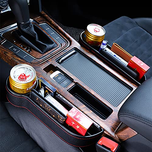 Leather Car Seat Gap Organizer Auto Console Side Pocket Multifunction  Storage Box with Cup Holder Car Interior Crevice Storage - AliExpress