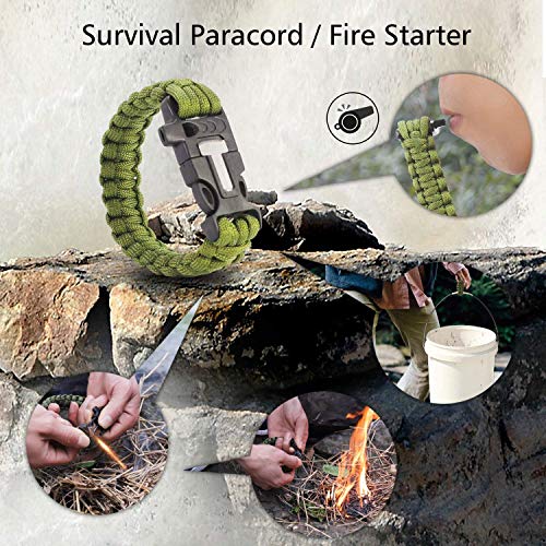 YOKEPO Survival Pocket Chainsaw Folding Hand Saw Chain 33 Serrated 3x faster 24 inch Hand Saw with Orange Straps Camping saw for Wood cutting Hiking Survival Bracelet Whistle Wristband and Firestarter