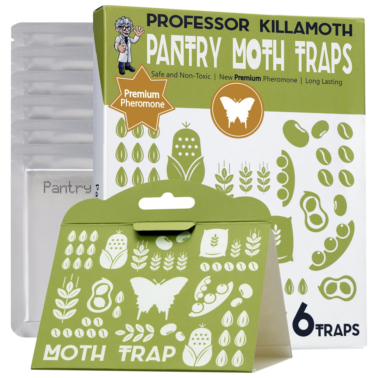 Professor Killamoth Pantry Moth Traps 6 Pack | Child and Pet Safe | No Insecticides | Premium Attractant